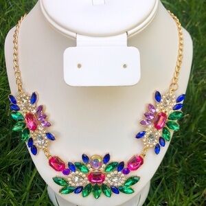 𝅺COLORFUL rhinestone gemstone necklace